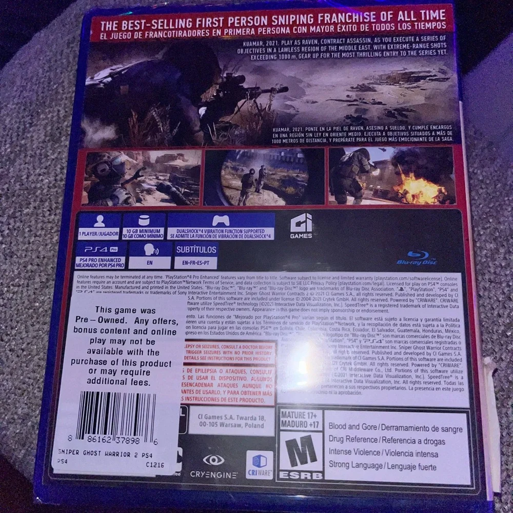 PS4 Sniper Ghost Warrior Contracts 2 Video Game
